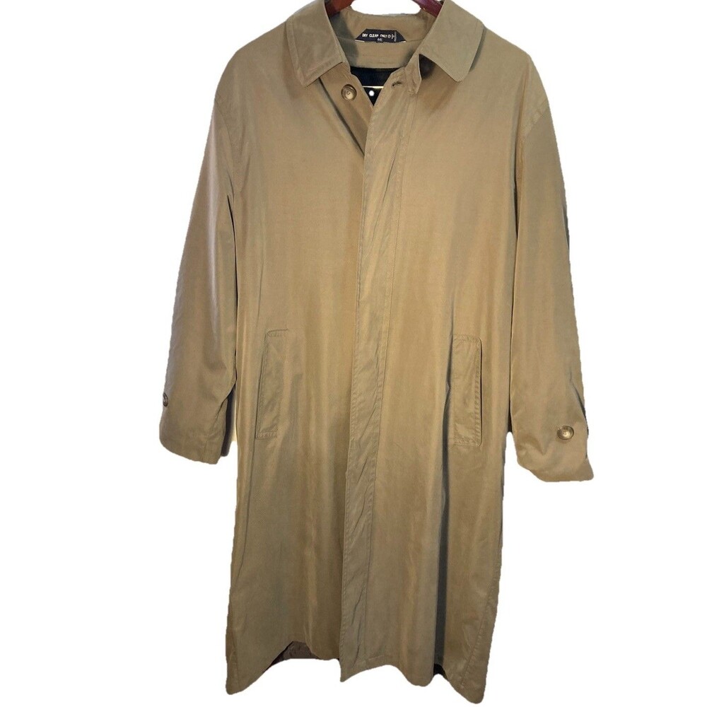 chaps ralph Lauren Sz 44 L Trench Coat Rain Jacket Removable Wool Liner Brown